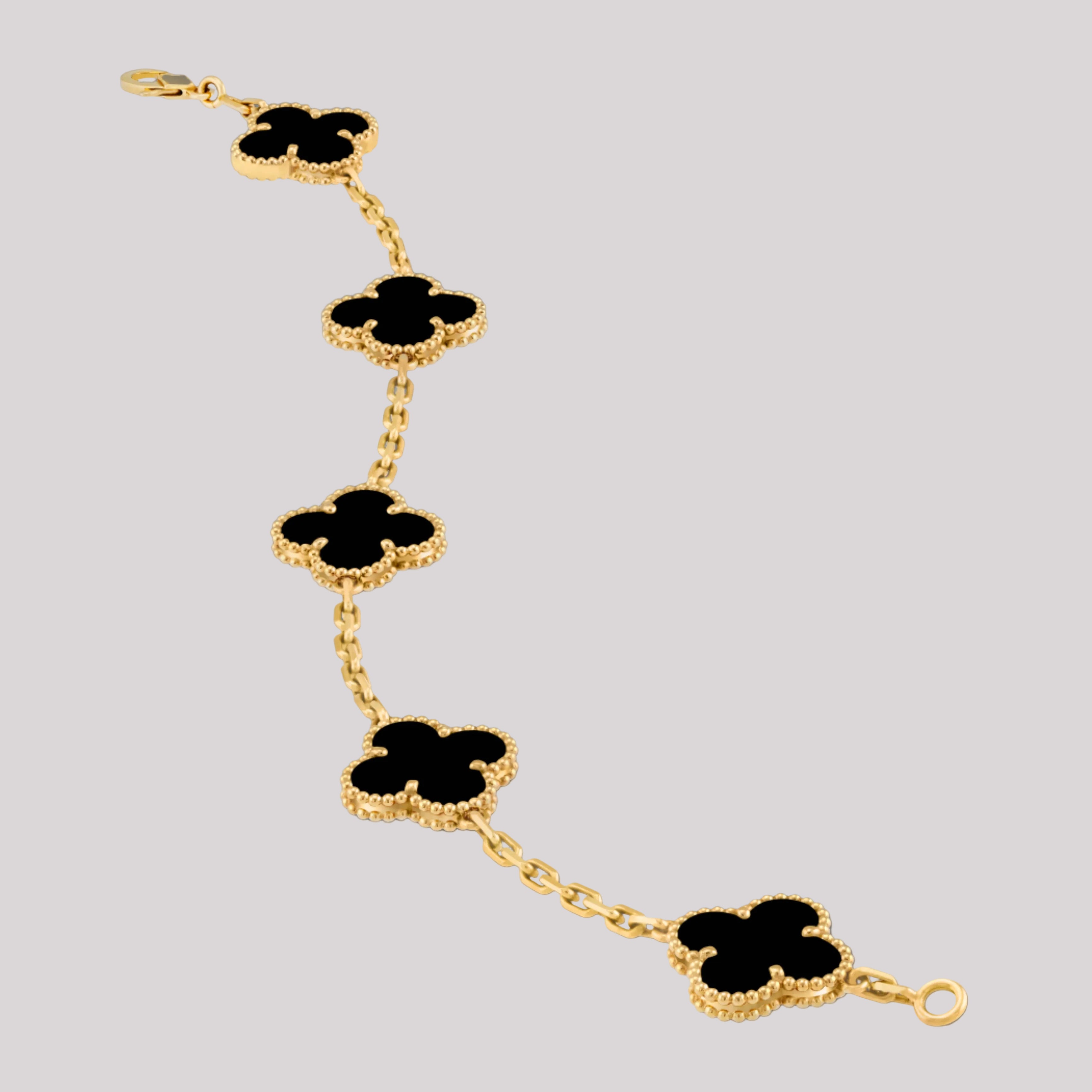 Onyx Clover Bracelet