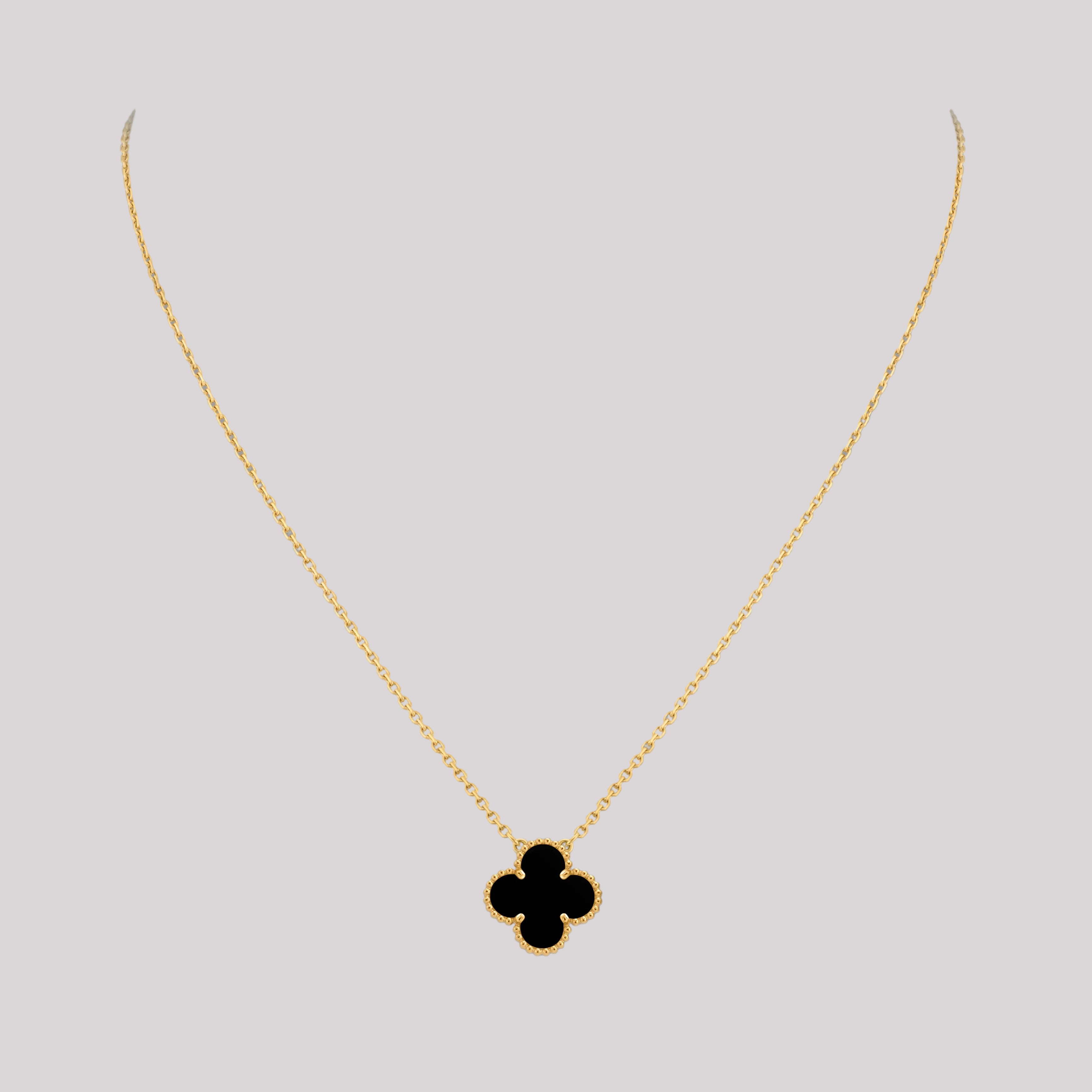 Onyx Clover Necklace