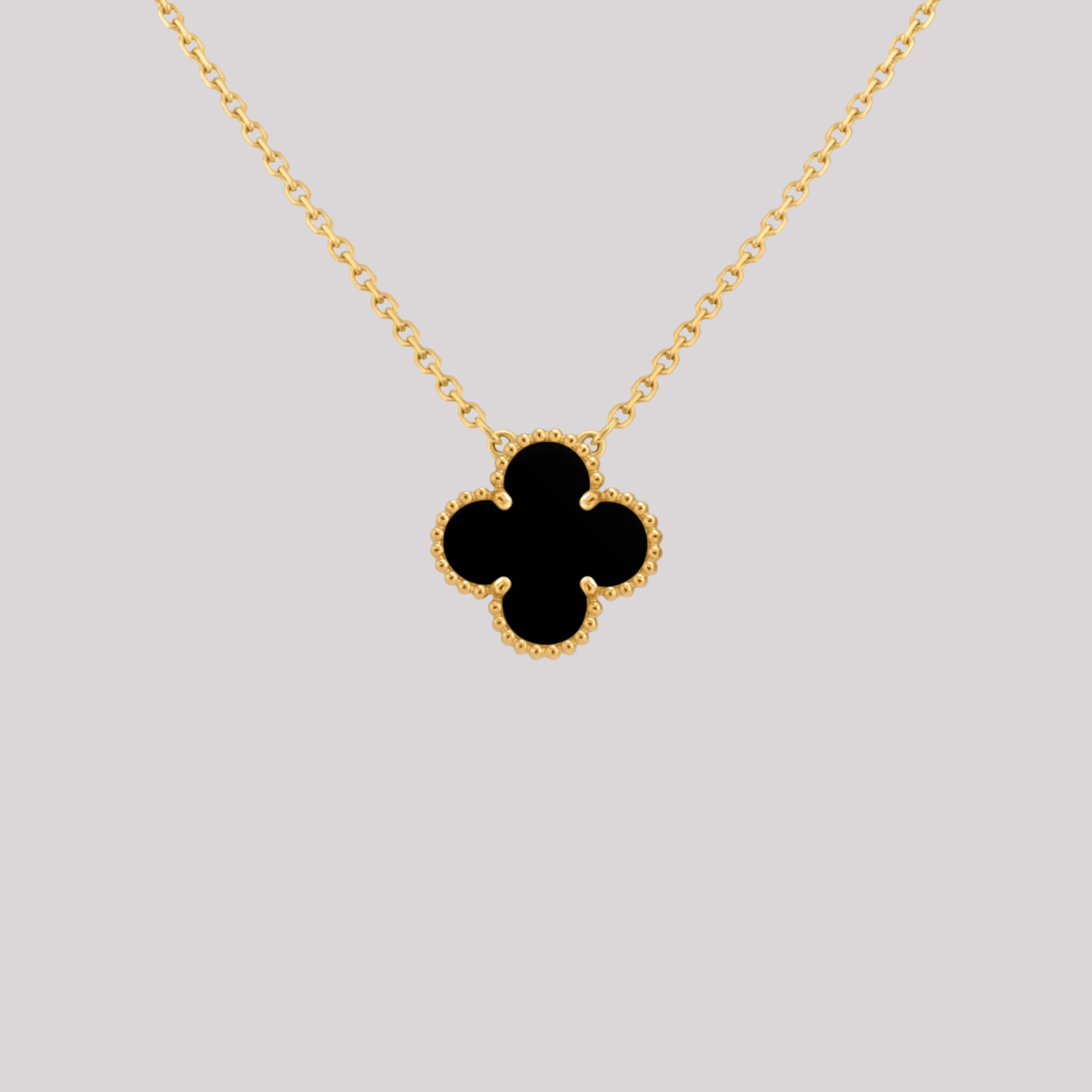 Onyx Clover Necklace