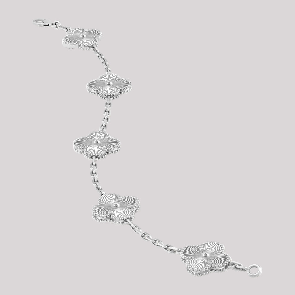 White Gold Clover Bracelet